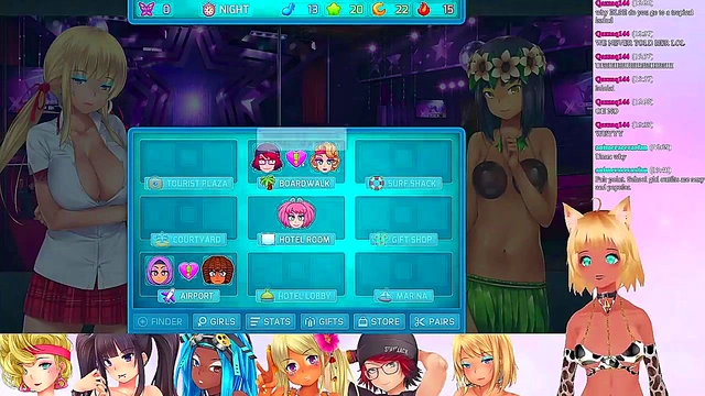 Lewd VTuber Neko’s Threesome Lingerie Fun in Anime Video Game Livestream