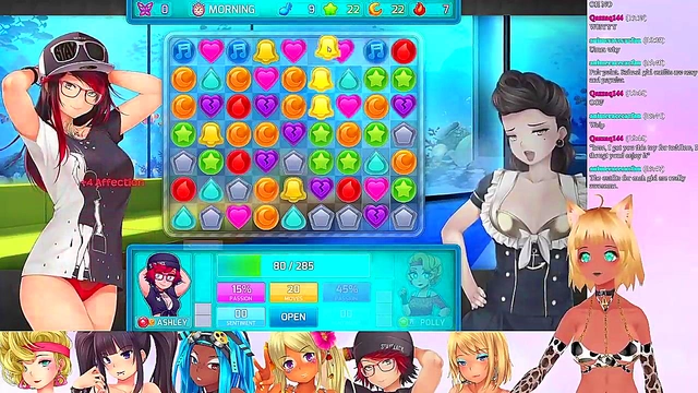 Lewd VTuber Neko’s Threesome Lingerie Fun in Anime Video Game Livestream