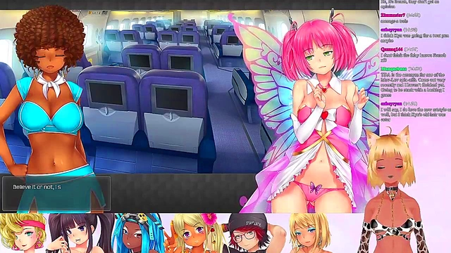 Lewd VTuber Neko’s Threesome Lingerie Fun in Anime Video Game Livestream