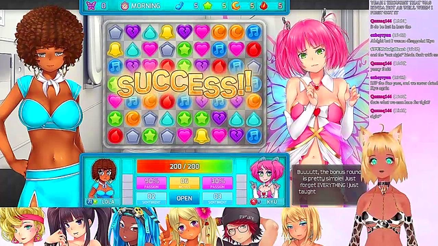 Lewd VTuber Neko’s Threesome Lingerie Fun in Anime Video Game Livestream