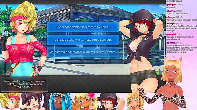 Lewd VTuber Neko’s Threesome Lingerie Fun in Anime Video Game Livestream
