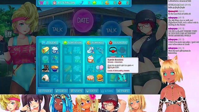 Lewd VTuber Neko’s Threesome Lingerie Fun in Anime Video Game Livestream