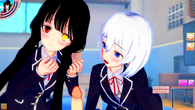 Kurumi & Origami Team Up for Hot 3P Action in Date A Live Hentai