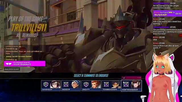 Lewd VTuber Neko Gets Spanked While Playing Overwatch Anime Livestream