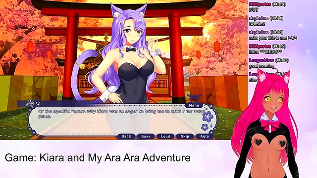 Lewd VTuber Neko Plays Anime Video Game for Naughty Lingerie Sex &Creampie