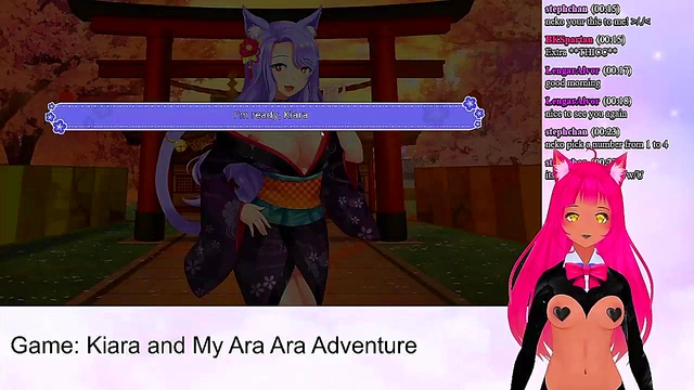 Lewd VTuber Neko Plays Anime Video Game for Naughty Lingerie Sex &Creampie