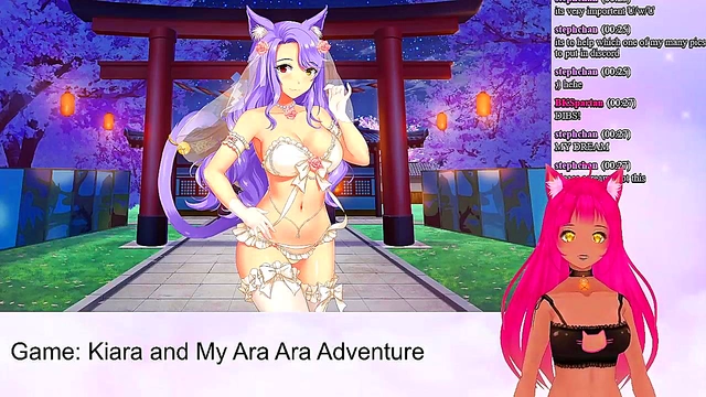 Lewd VTuber Neko Plays Anime Video Game for Naughty Lingerie Sex &Creampie