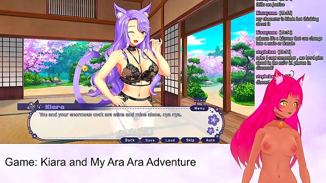 Lewd VTuber Neko Plays Anime Video Game for Naughty Lingerie Sex &Creampie