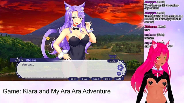 Lewd VTuber Neko Plays Anime Video Game for Naughty Lingerie Sex &Creampie