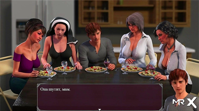 Horny Anime Ladies Engage in Lustful Table Fun With Teens & 3D Game Characters