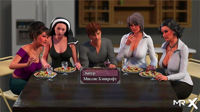 Horny Anime Ladies Engage in Lustful Table Fun With Teens & 3D Game Characters