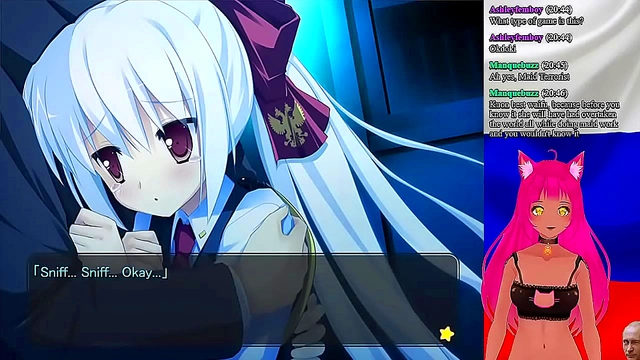 Lewd VTuber Neko Fucks Her Way Through 'My GF is the President!' Anime Game Livestream