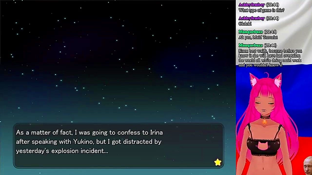 Lewd VTuber Neko Fucks Her Way Through 'My GF is the President!' Anime Game Livestream