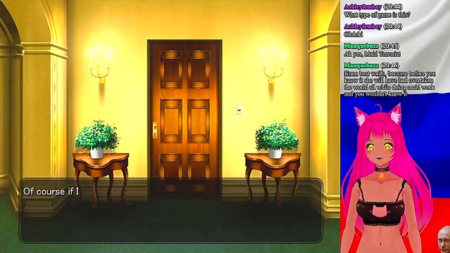 Lewd VTuber Neko Fucks Her Way Through 'My GF is the President!' Anime Game Livestream