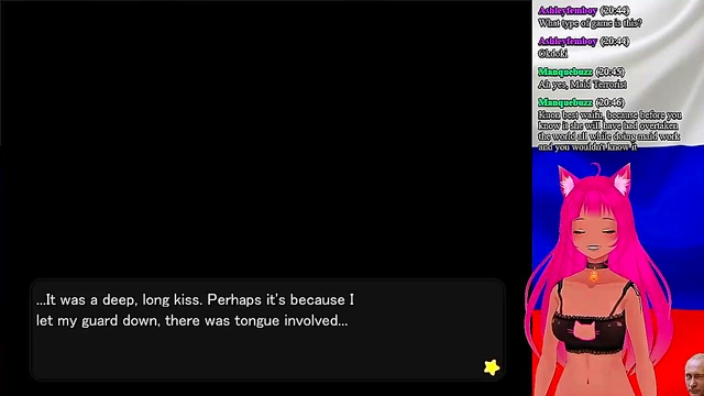 Lewd VTuber Neko Fucks Her Way Through 'My GF is the President!' Anime Game Livestream