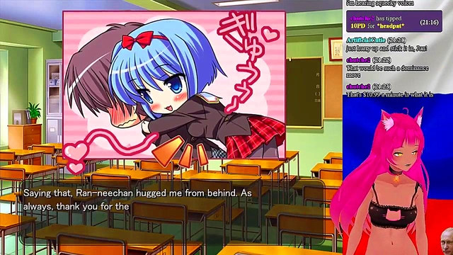 Lewd VTuber Neko Fucks Her Way Through 'My GF is the President!' Anime Game Livestream