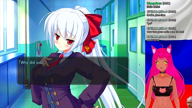 Lewd VTuber Neko Fucks Her Way Through 'My GF is the President!' Anime Game Livestream