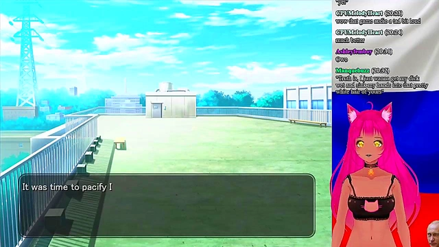 Lewd VTuber Neko Fucks Her Way Through 'My GF is the President!' Anime Game Livestream