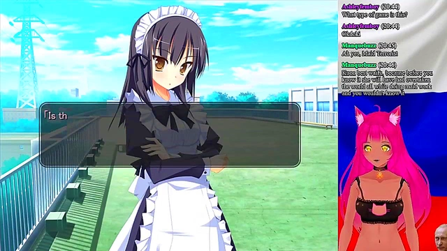 Lewd VTuber Neko Fucks Her Way Through 'My GF is the President!' Anime Game Livestream