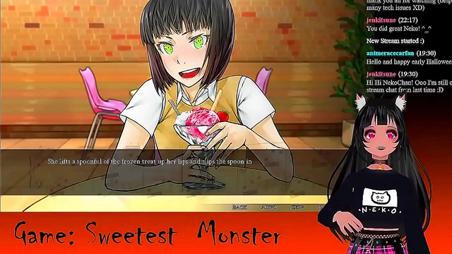 Petite VTuber LewdNeko Seduces in Spooky Halloween Anime Livestream