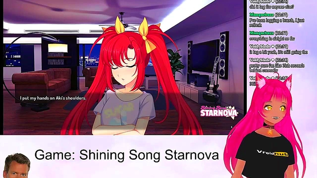 Petite VTuber LewdNeko Seduces in Shining Song Starnova Aki Route Anime
