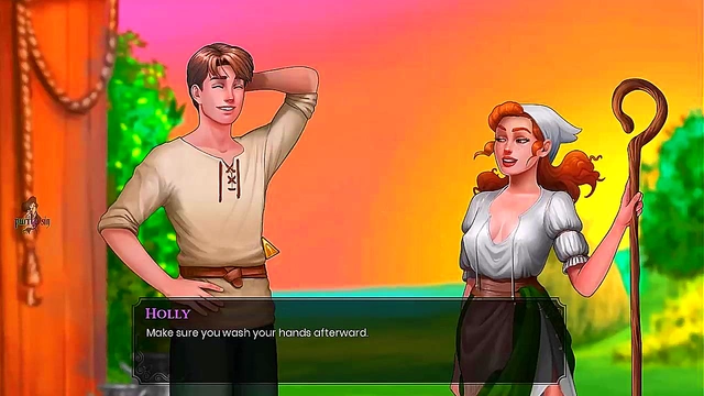 Ebony OrcGirl Gives Intense Blowjob & Swallows Hard In Anime Porn Game