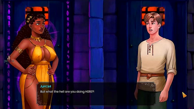 Ebony OrcGirl Gives Intense Blowjob & Swallows Hard In Anime Porn Game