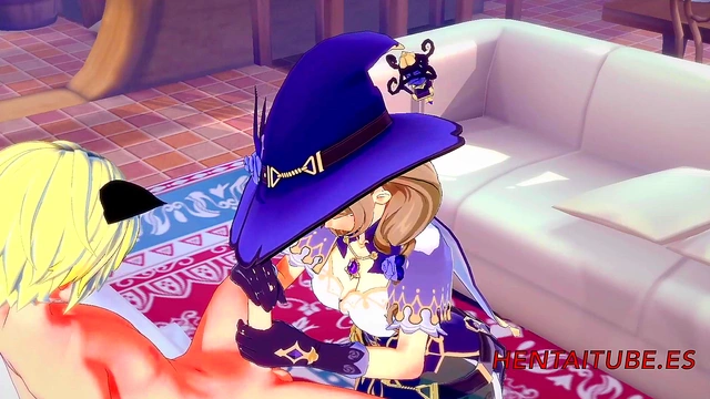 Lisa from Genshin Impact Enjoying Intense Blowjob & Pussy Fucking With Creampie Finish