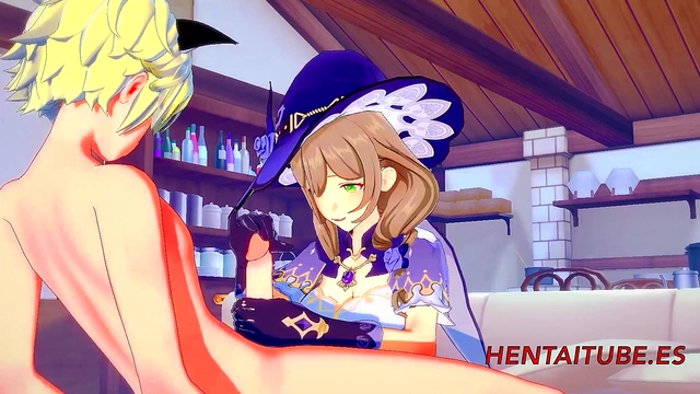 Lisa from Genshin Impact Enjoying Intense Blowjob & Pussy Fucking With Creampie Finish