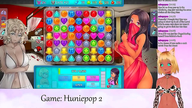 Lewd VTuber Neko Enjoys Big Boobed Anime Action in HuniePop 2 Livestream
