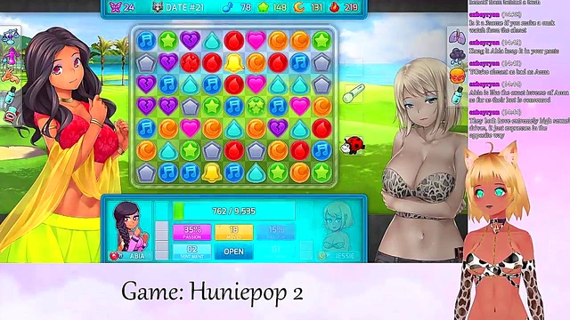 Lewd VTuber Neko Enjoys Big Boobed Anime Action in HuniePop 2 Livestream