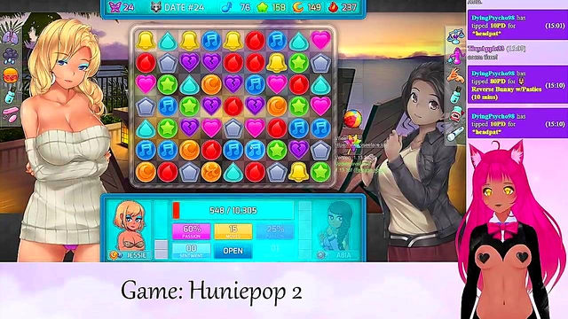 Lewd VTuber Neko Enjoys Big Boobed Anime Action in HuniePop 2 Livestream