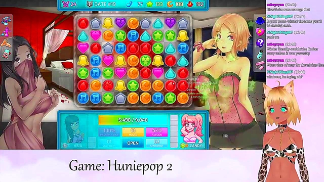 Lewd VTuber Neko Enjoys Big Boobed Anime Action in HuniePop 2 Livestream