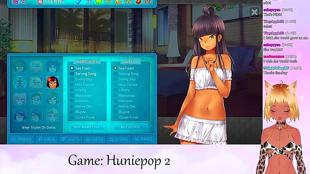 Lewd VTuber Neko Enjoys Big Boobed Anime Action in HuniePop 2 Livestream