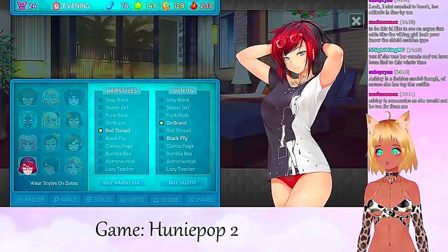 Lewd VTuber Neko Enjoys Big Boobed Anime Action in HuniePop 2 Livestream