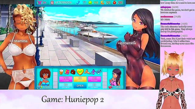 Lewd VTuber Neko Enjoys Big Boobed Anime Action in HuniePop 2 Livestream