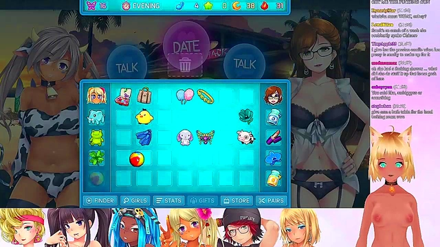 Lewd VTuber Neko's Anime Threesome Livestream With Big Boobs & Lingerie Fun