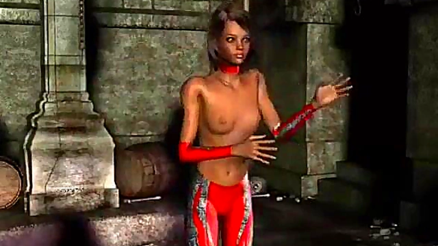 Topless 3D Anime Babe Teases in Tight Lingerie for Hardcore Blowjob Action