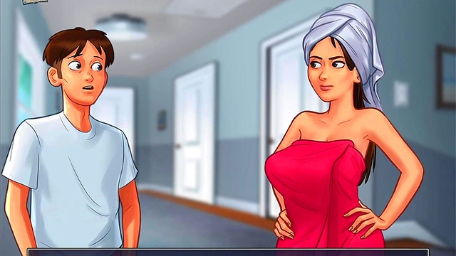 Big-Titted Teen Seduces in Summertime Saga Anime Game Walkthrough