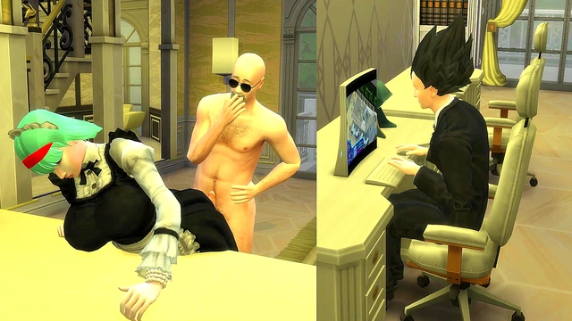 Perverted Boss Fucks Beautiful Maid Bulma While Husband Works In Dragon Ball Hentai