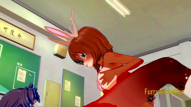 Japanese Furry Hentai – Deer-Rabbit Boobjob & Fucked for Creampie Yiff