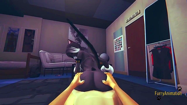 POV Furry Hentai – Fox & Kittycat Cosplay Blowjob Ends in Creamy Orgasm