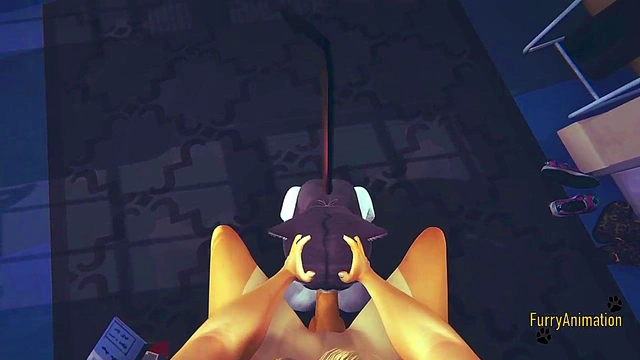 POV Furry Hentai – Fox & Kittycat Cosplay Blowjob Ends in Creamy Orgasm