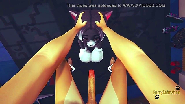 POV Furry Hentai – Fox & Kittycat Cosplay Blowjob Ends in Creamy Orgasm