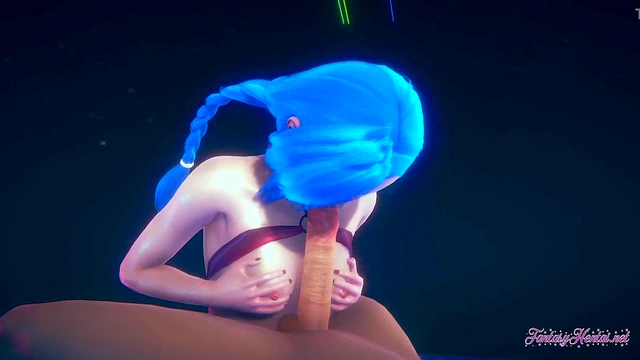 POV Jinx Takes Asian Blowjob & Creampie in Uncensored Anime Pool Scene