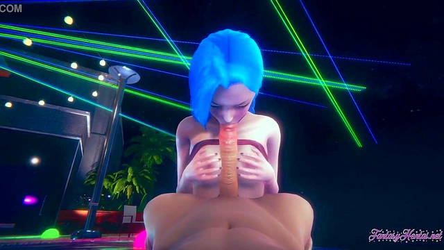 POV Jinx Takes Asian Blowjob & Creampie in Uncensored Anime Pool Scene