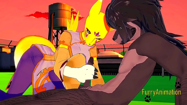 Tomon Handjob & Fucked By Black Fur in Digimon Hentai 3D Furry Yiff
