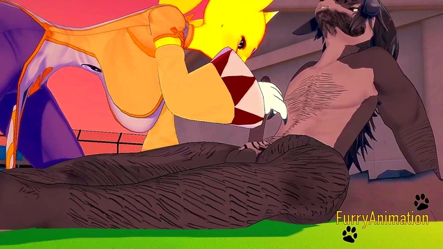 Tomon Handjob & Fucked By Black Fur in Digimon Hentai 3D Furry Yiff