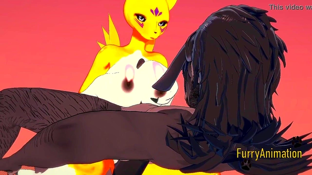 Tomon Handjob & Fucked By Black Fur in Digimon Hentai 3D Furry Yiff