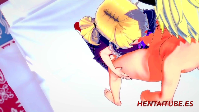 Fischl from Genshin Impact Enjoys Blowjob & Pussy Fucking for Creampie Finish